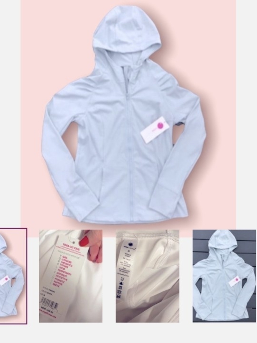 Lightweight Pale Blue Hooded Zip Jacket for Women
